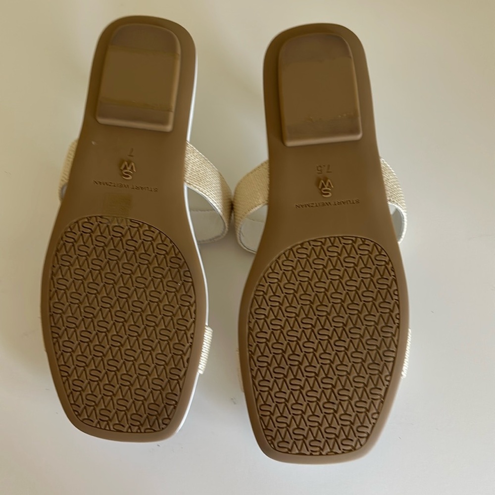 New Stuart Weitzman Cream Braided Sandals. Size 7.5. - Picture 4 of 5